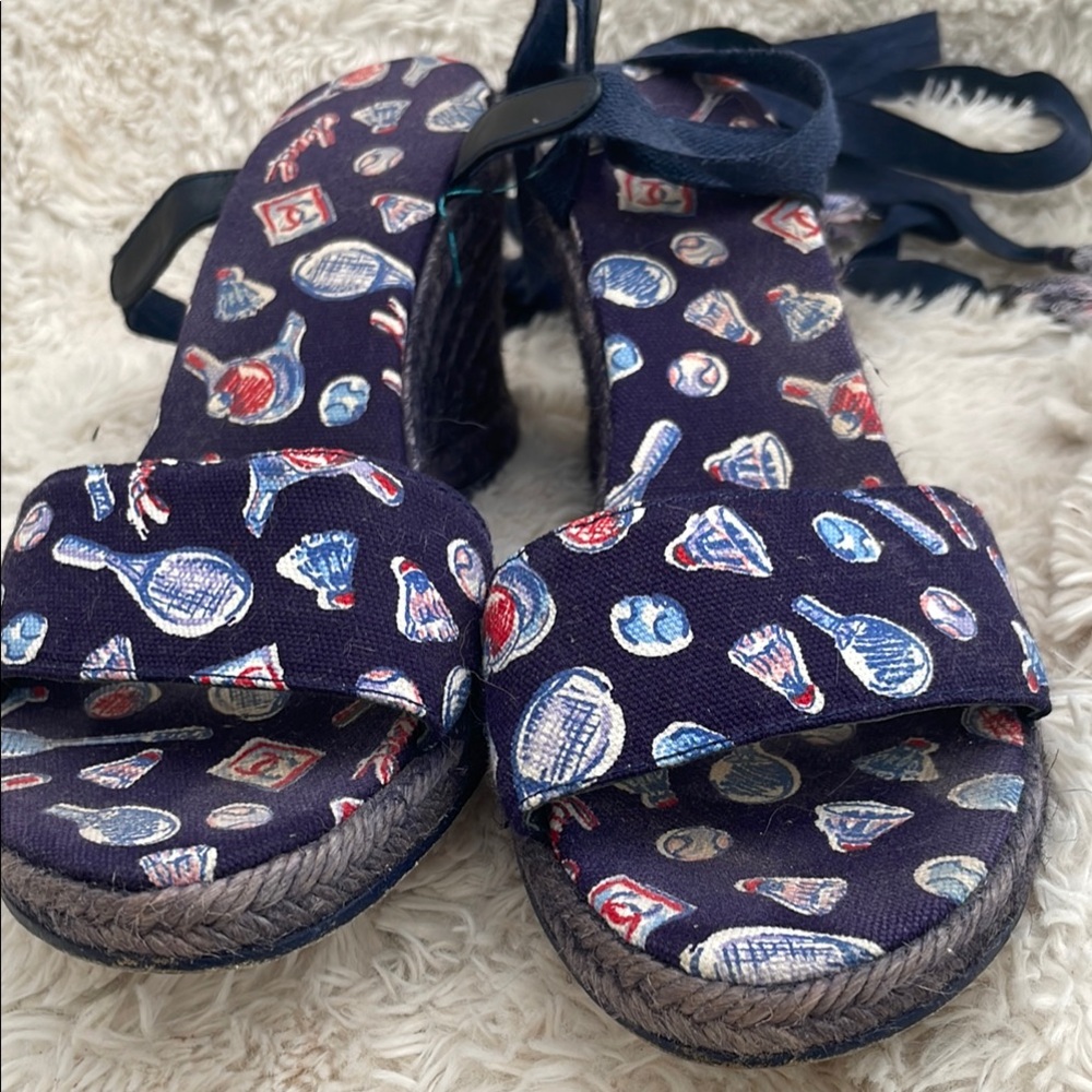Chanel printed canvas strappy espadrilles 7